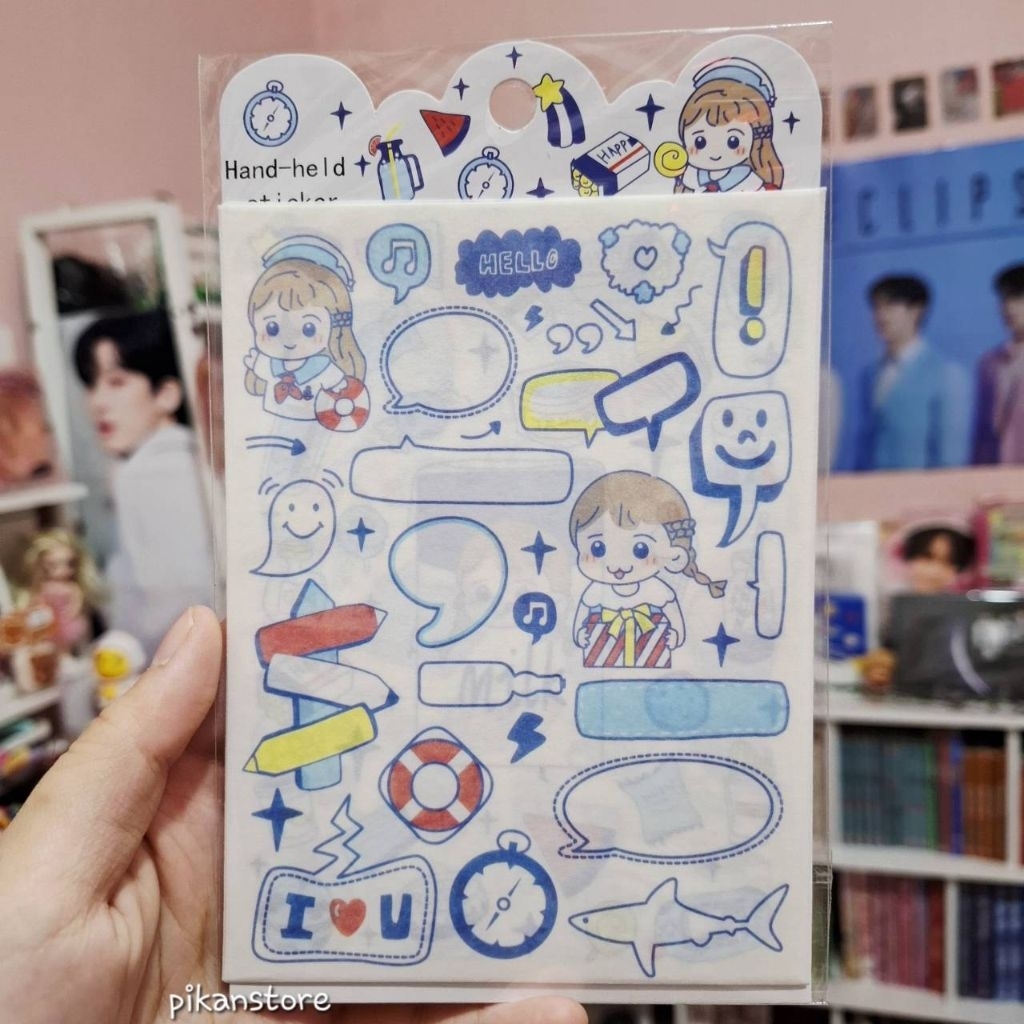 

[4pcs/ Belum Di Cut] Sticker Deco Sheet Dekorasi Foto/ Stiker Tempelan Journal/ Diary Cute Aesthetic Korean Style