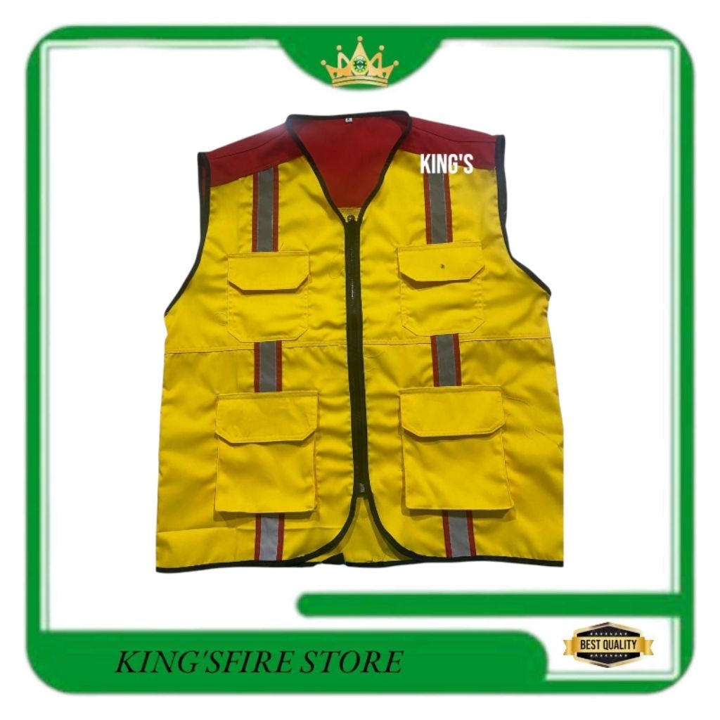 Safety vest Pu warna kuning kombinasi merah /rompi safety /rompi proyek