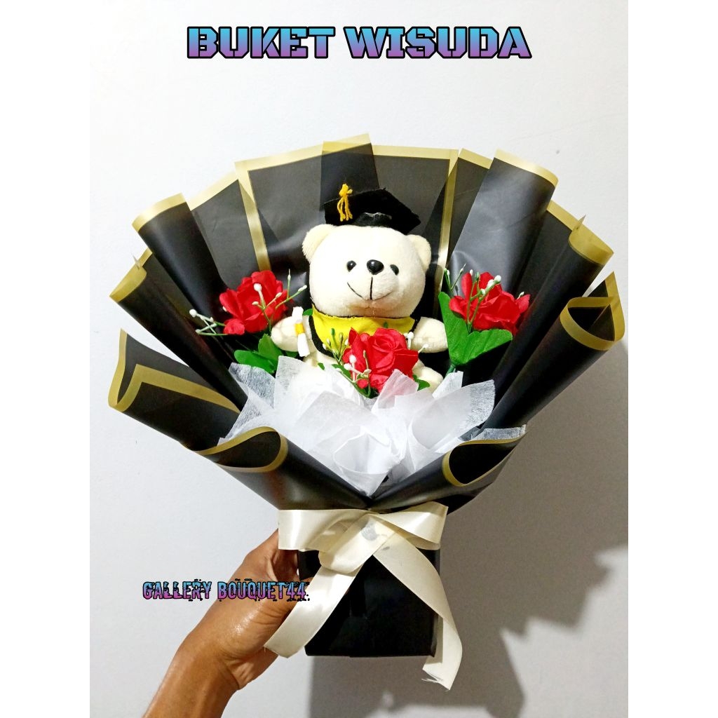 BUKET BONEKA WISUDA DAN BUNGA , BUKET BUNGA WISUDA , BUKET WISUDA KEKINIAN
