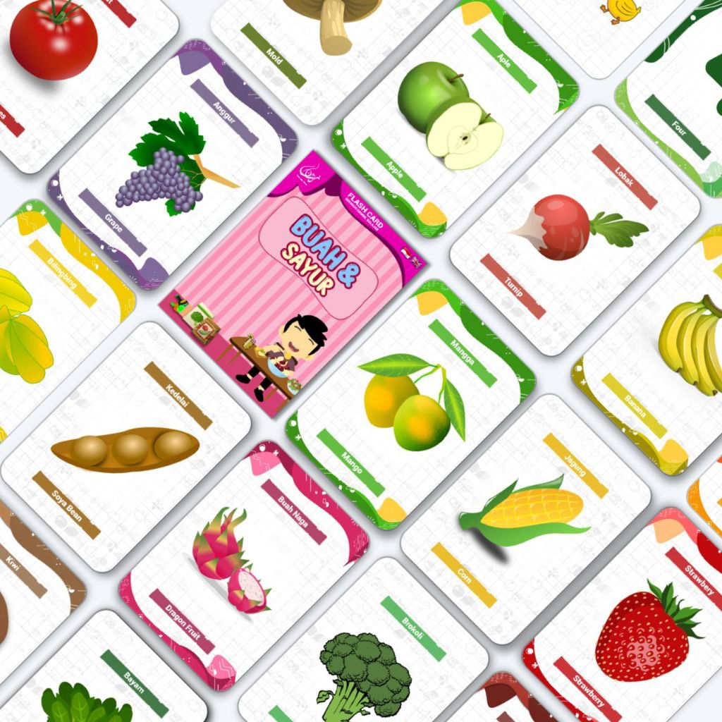 FlashCard Mainan Edukasi Anak Buah dan Sayur