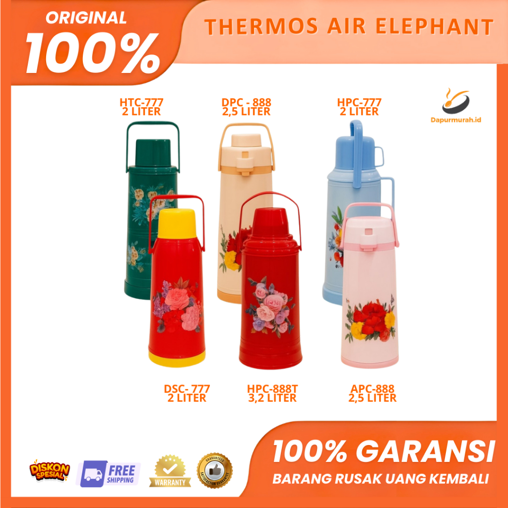 Termos Elephant 2 - 3 Liter Tahan Panas 48 Jam Stylish - Termos Air Panas Tahan Lama - DM