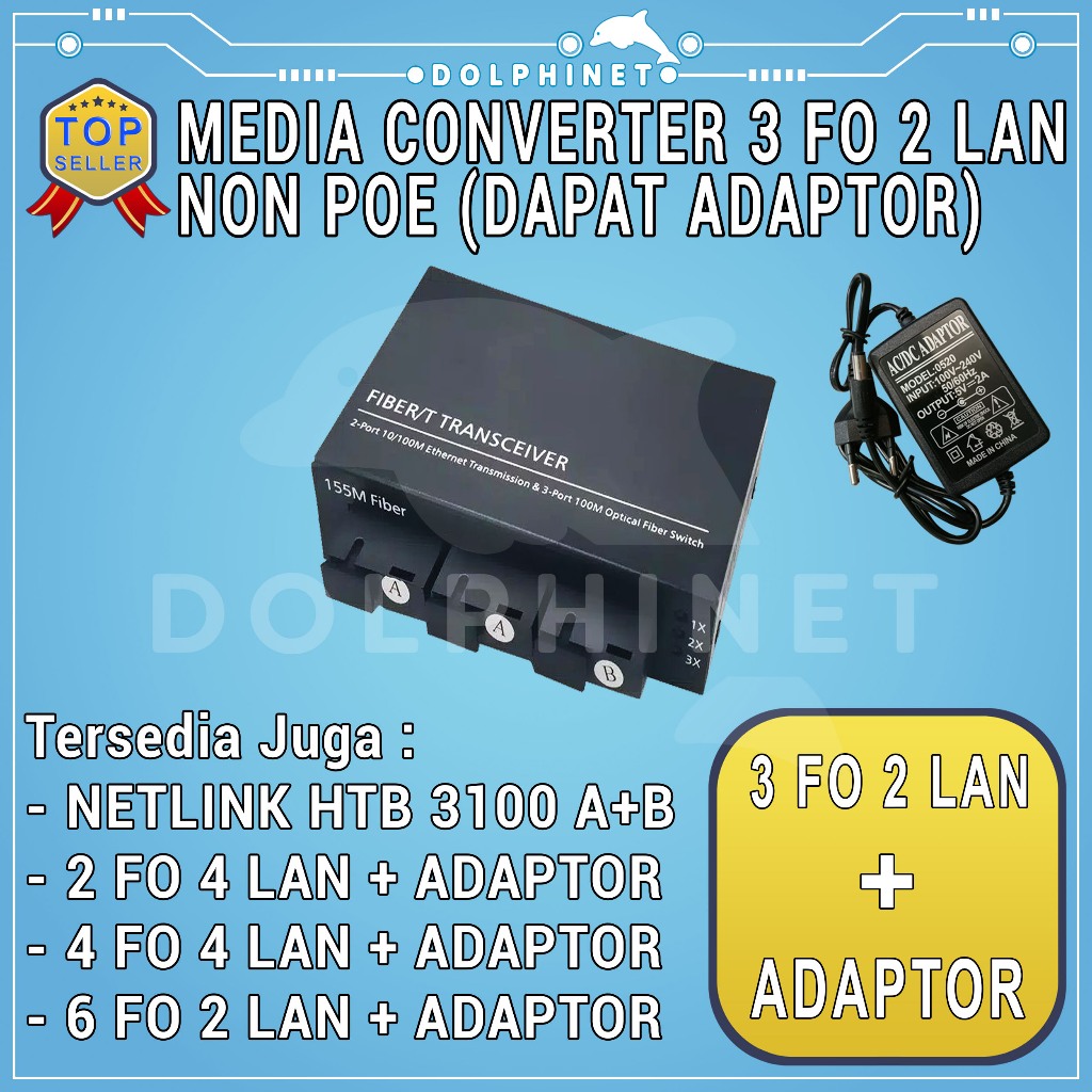 3F2E Fiber Optic Media Converter Single Mode 2 RJ45 And 3 SC Port 10/100 Mbps Media Converter 3 Port