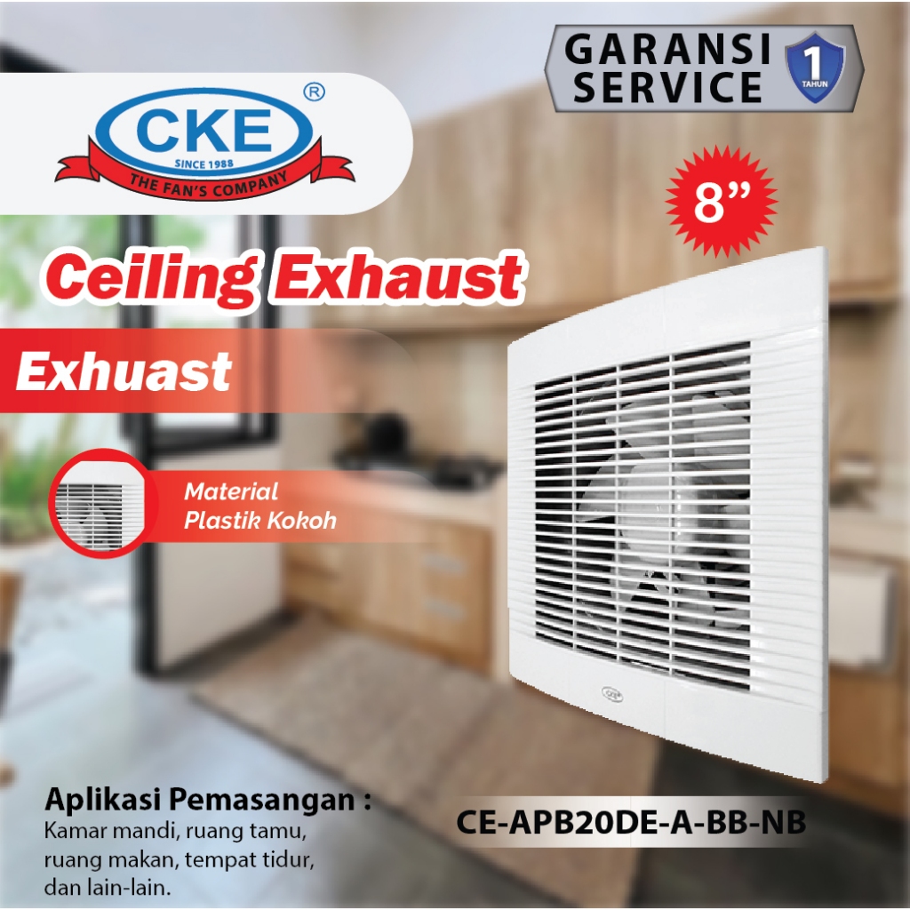 KIPAS PLAFON 8 inch/EXHAUST FAN PLAFON/CKE Ceiling Duct CE-APB20DE-A 40W Exhaust Plafon Blower