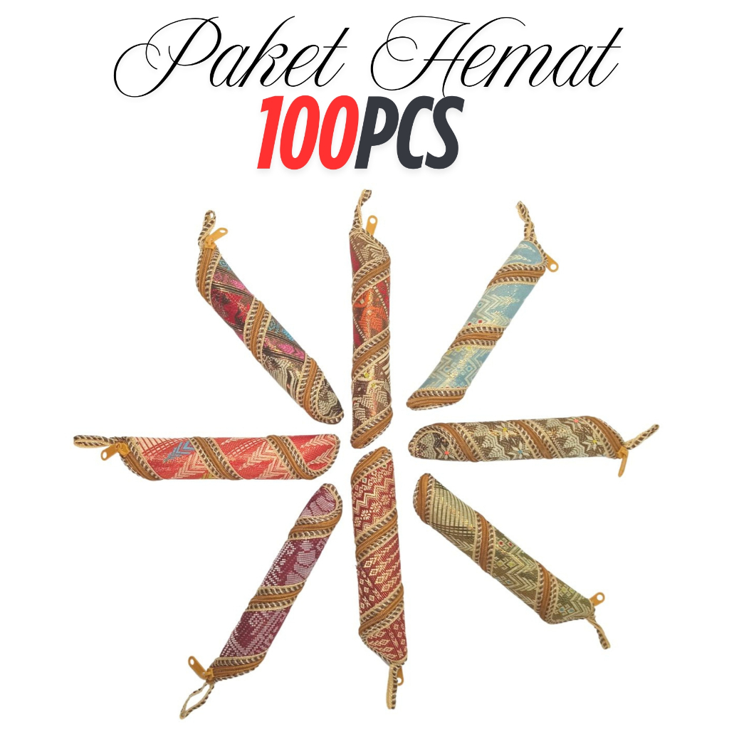 

Paket Grosir 100pcs Souvenir Tempat Pensil Songket Model Putar