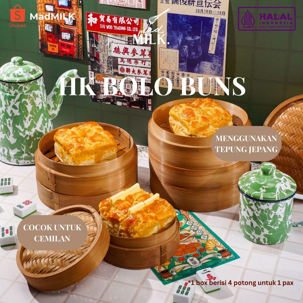 

Roti Sobek Mini Milkbuns Madmilk | HK Bolo Buns Isi 4 | Super Lembut & Premium