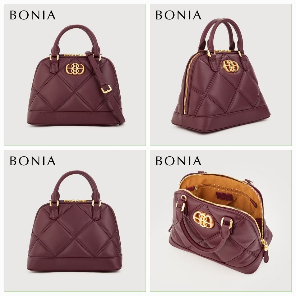 tas bonia original sling top handle bag alma kulit logo la luna - magenta