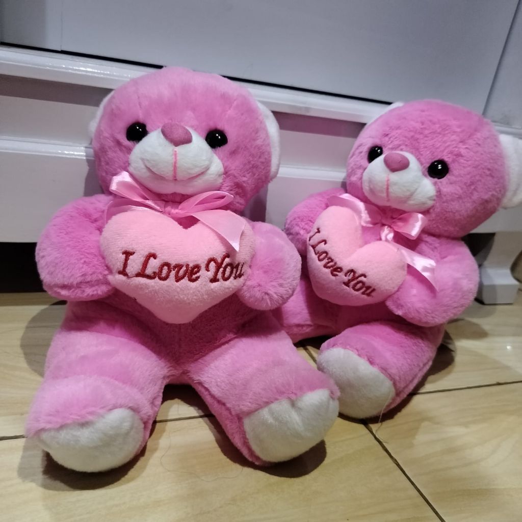Boneka teddy bear love pink