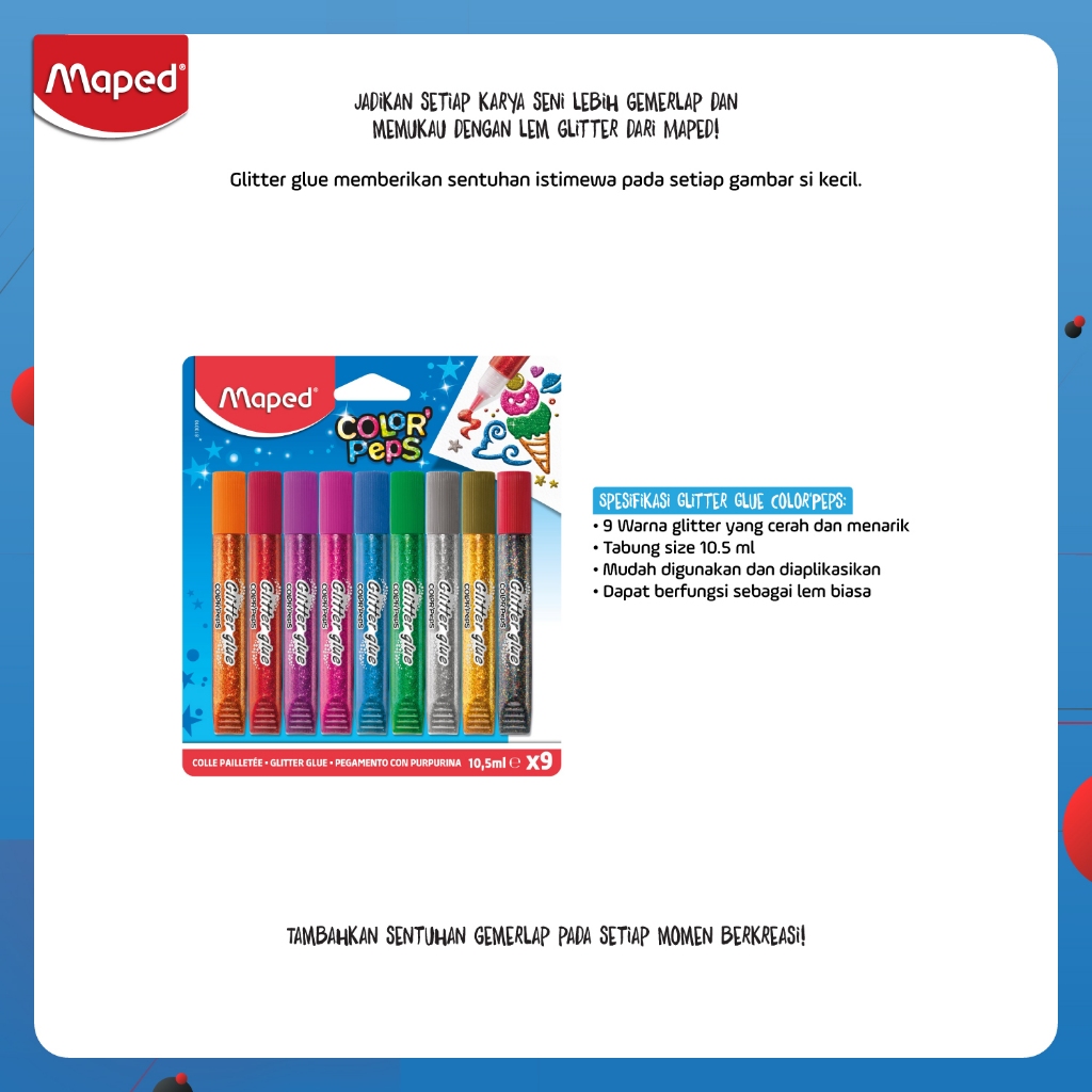 

Maped Lem Glitter 10.5ml - Blister X9