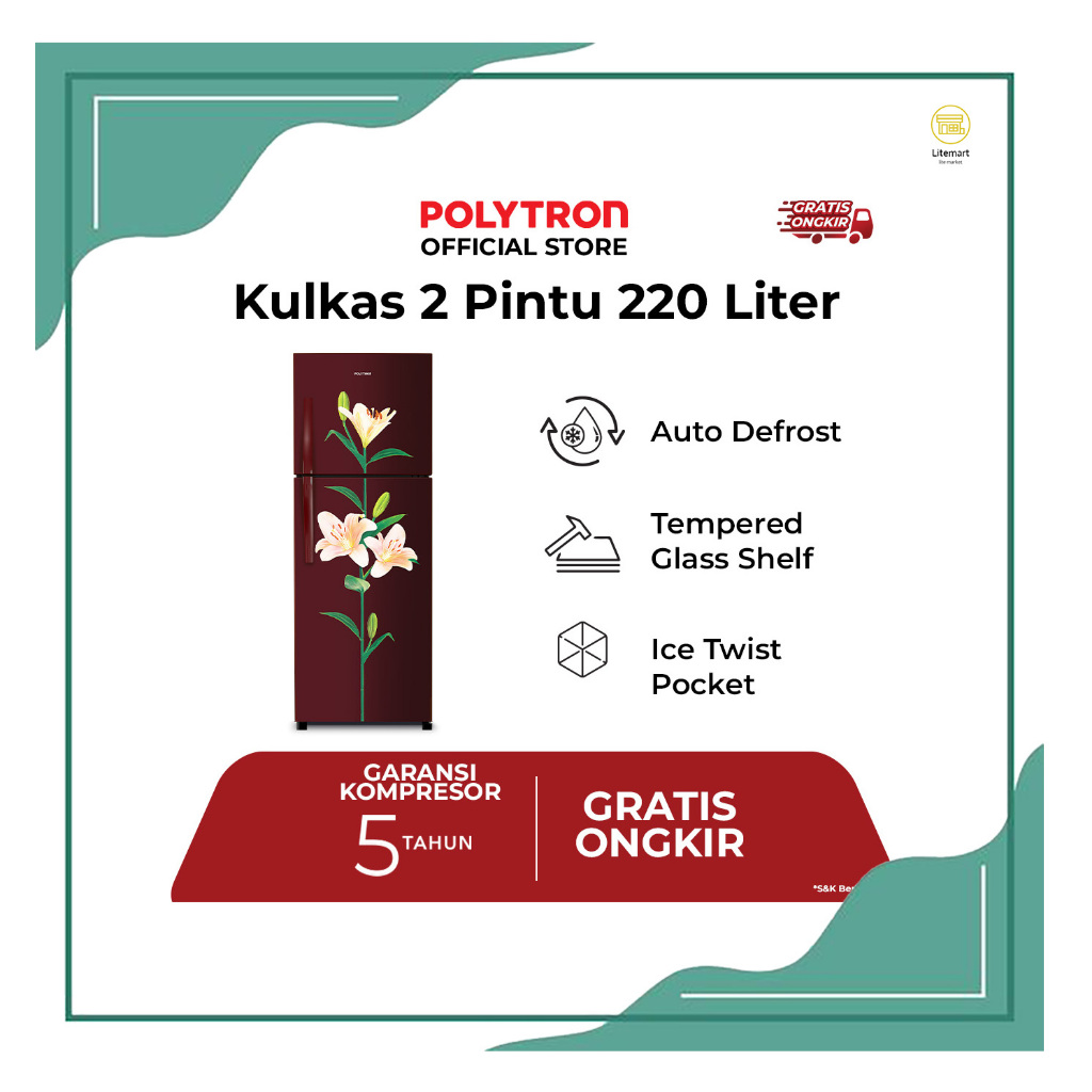POLYTRON KULKAS 2 PINTU PRB-237 LB/PR/TY