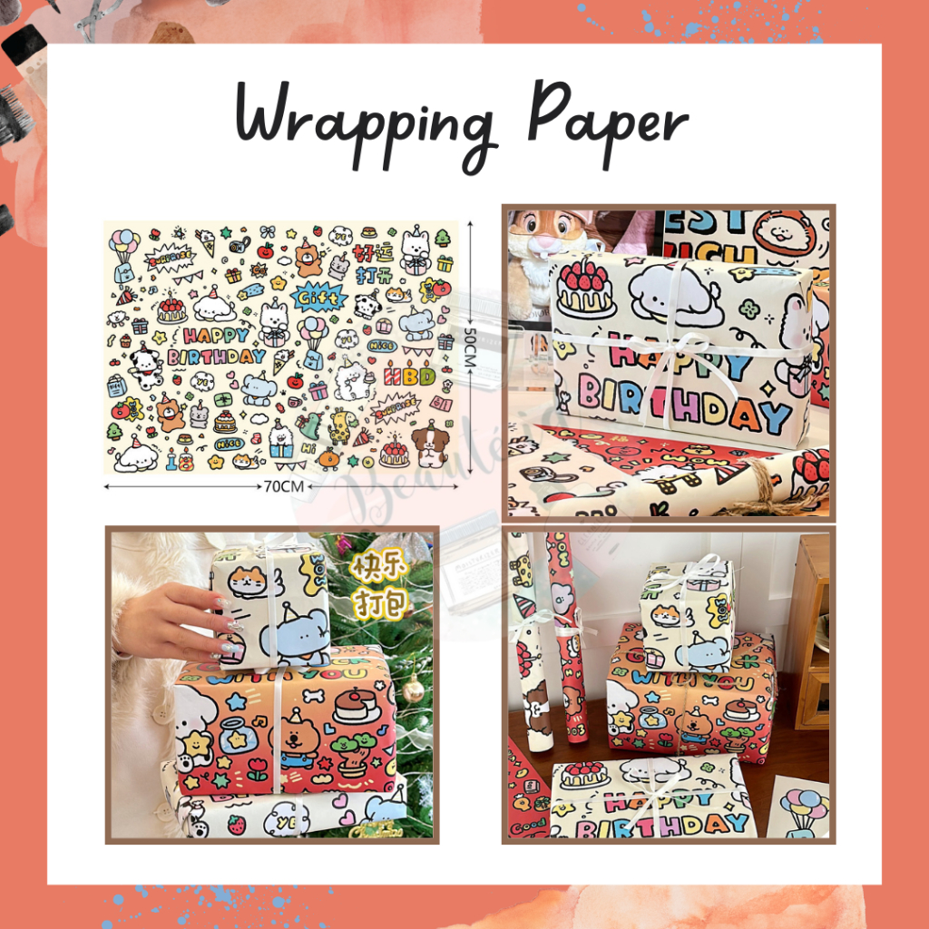 

Kertas Kado Wrapping Paper Tebal Lucu Motif Kartun Imut Warna Cerah – Kado Ulang Tahun Anak, Hadiah Teman, Gift Wrap Aesthetic Cute – Kertas Bungkus Kado Karakter Imut Beruang Kelinci Kucing – Ukuran 70x50cm Kado Handmade Eksklusif – Packaging Gift Ideas