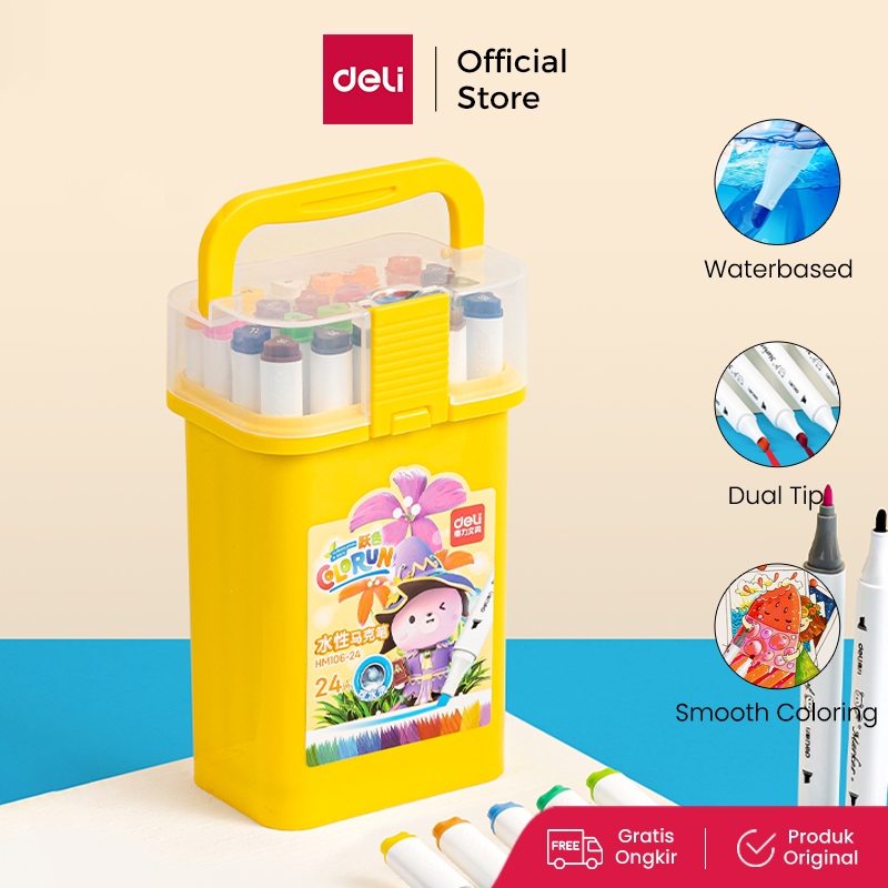 

Deli Water-based Sketch Marker / Spidol Warna Dual Tip 12 24 36 48 60 Warna HM106