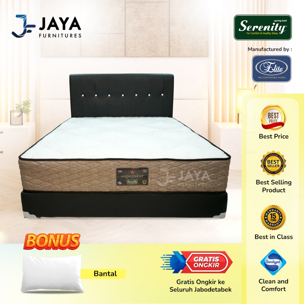 ELITE SPRINGBED KASUR MATRAS MATTRESS SERENITY SUPERSTAR FULL SET