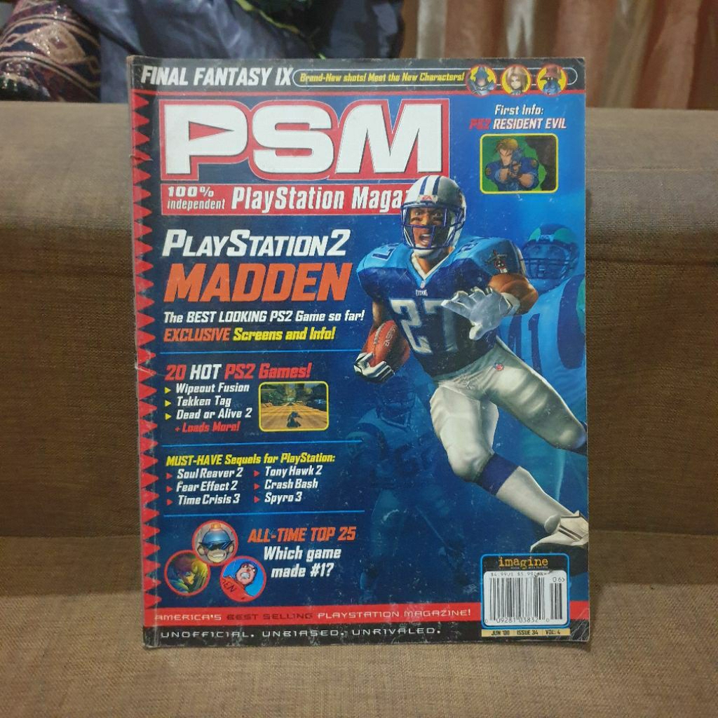 Majalah Game Vintage Import PSM Playstation 2 Magazine cover Madden June 2000
