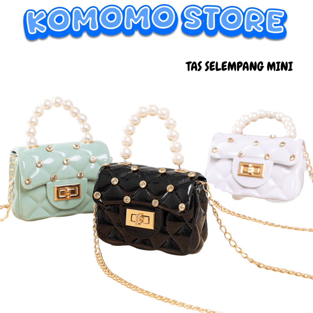 KMM TAS SELEMPANG MINI SLING BAG JELLY GLOSSY MOTIF MUTIARA KOREA TAS WANITA MINI SLING BAG