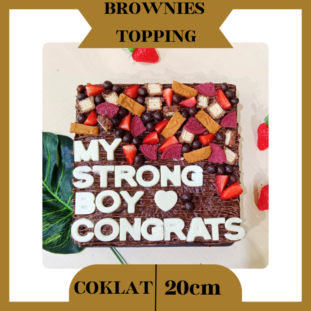 

Brownies Panggang / Brownies Ulang Tahun / Brownis Coklat / Custom Nama / Brownies Buah