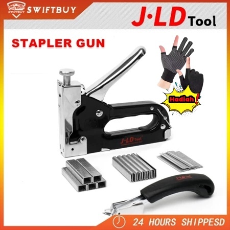 JLD 3 In 1 Stapler Gun / Staples Tembak Gun Tacker Powerfull  Stapler Wire Refill 600 Staples[U/D/T]