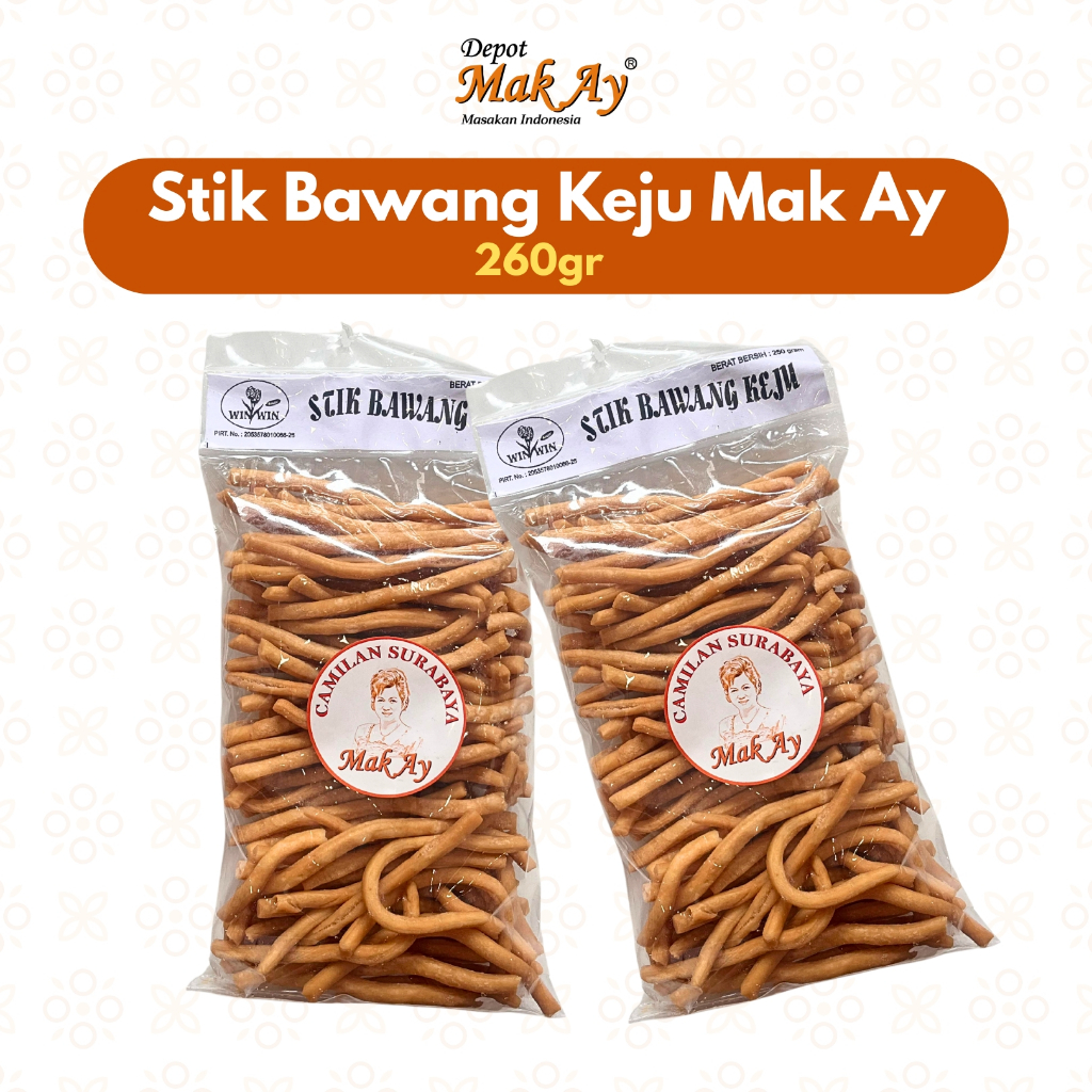 

Stik Bawang Keju 250gr MAK AY Camilan | Jajanan | Surabaya | Snack | Makanan | Keripik | Enak | Nyemil