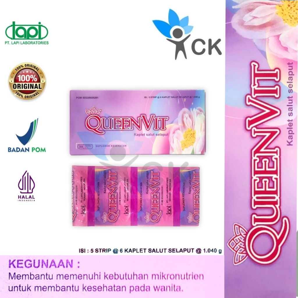 QUEENVIT BOX ISI 30 suplemen kesehatan wanita
