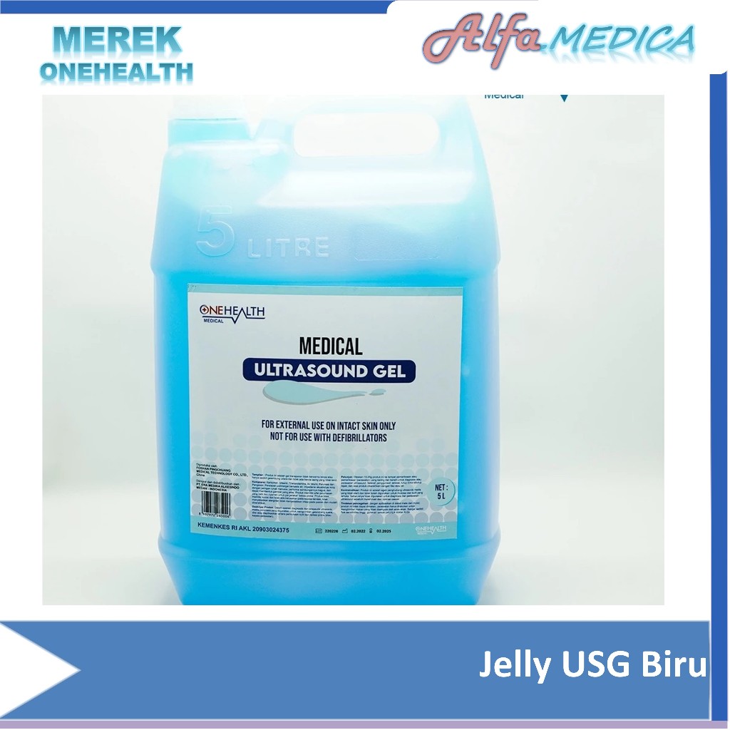 Jelly USG / USG GEL / USG BIRU PUTIH Medical Ultrasound Gel 5 Liter OneHealth USG Doppler Gel 5000ml