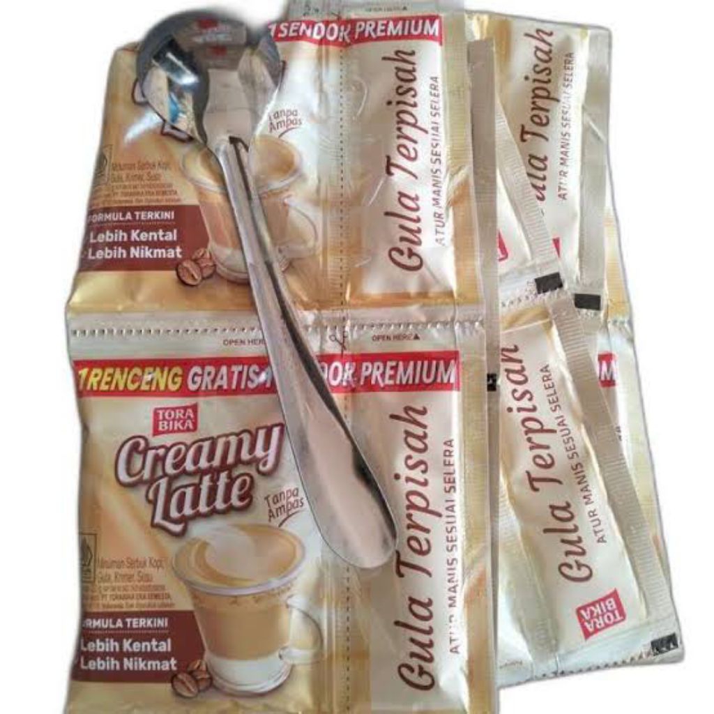 

Promo !!!! Torabika creamy latte 10X22grm Gula terpisah Gratis sendok Premium 1 renceng