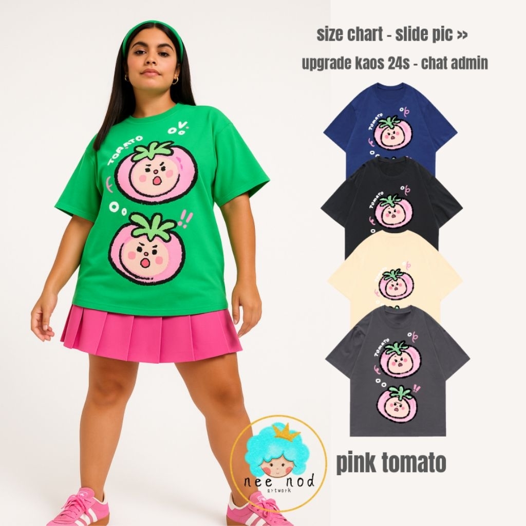kaos NEENOD TWO PINK TOMATOES, kaos baju anak, kaos wanita dewasa, kaos pria, kaos set keluarga, kao