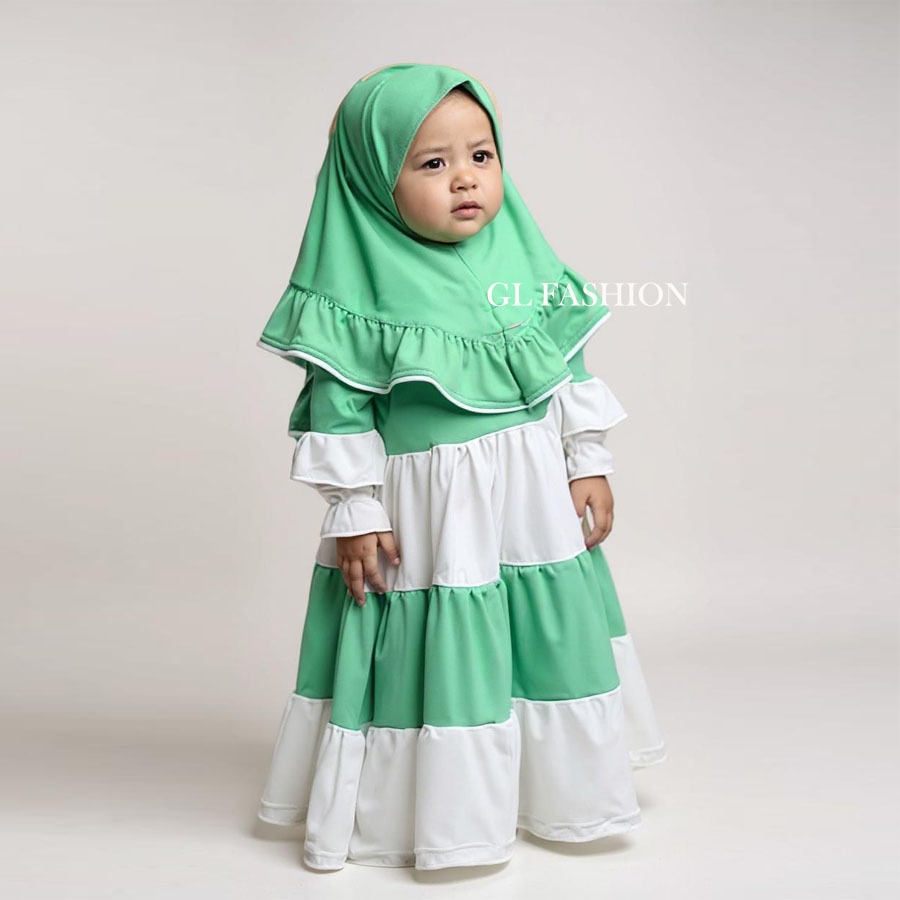 GAMIS ANAK SYAKIRA NAYA SET HIJAB DAN GAMIS SUSUN MAXY GL FASHION