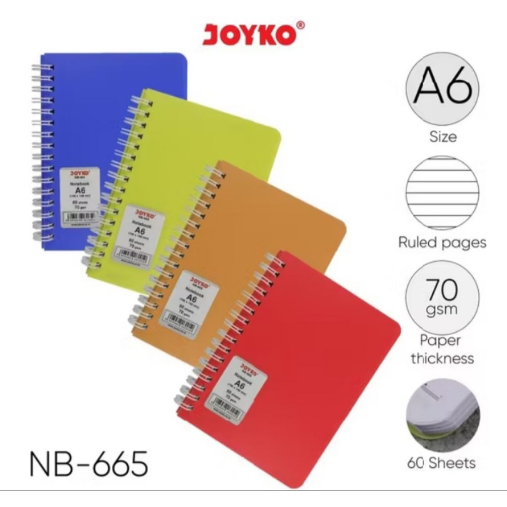 

RULED NOTEBOOK DIARY BUKU CATATAN BERGARIS JOYKO A6 / BUKU RING A6 VERTIKAL
