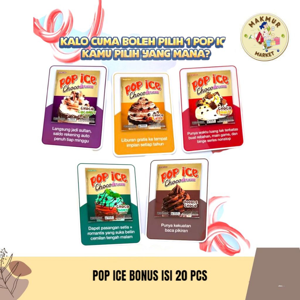 

POP ICE Chocodream Rasa baruuuu 1 renteng 20 pcs ❤️ ready doublecoco kemasan baru