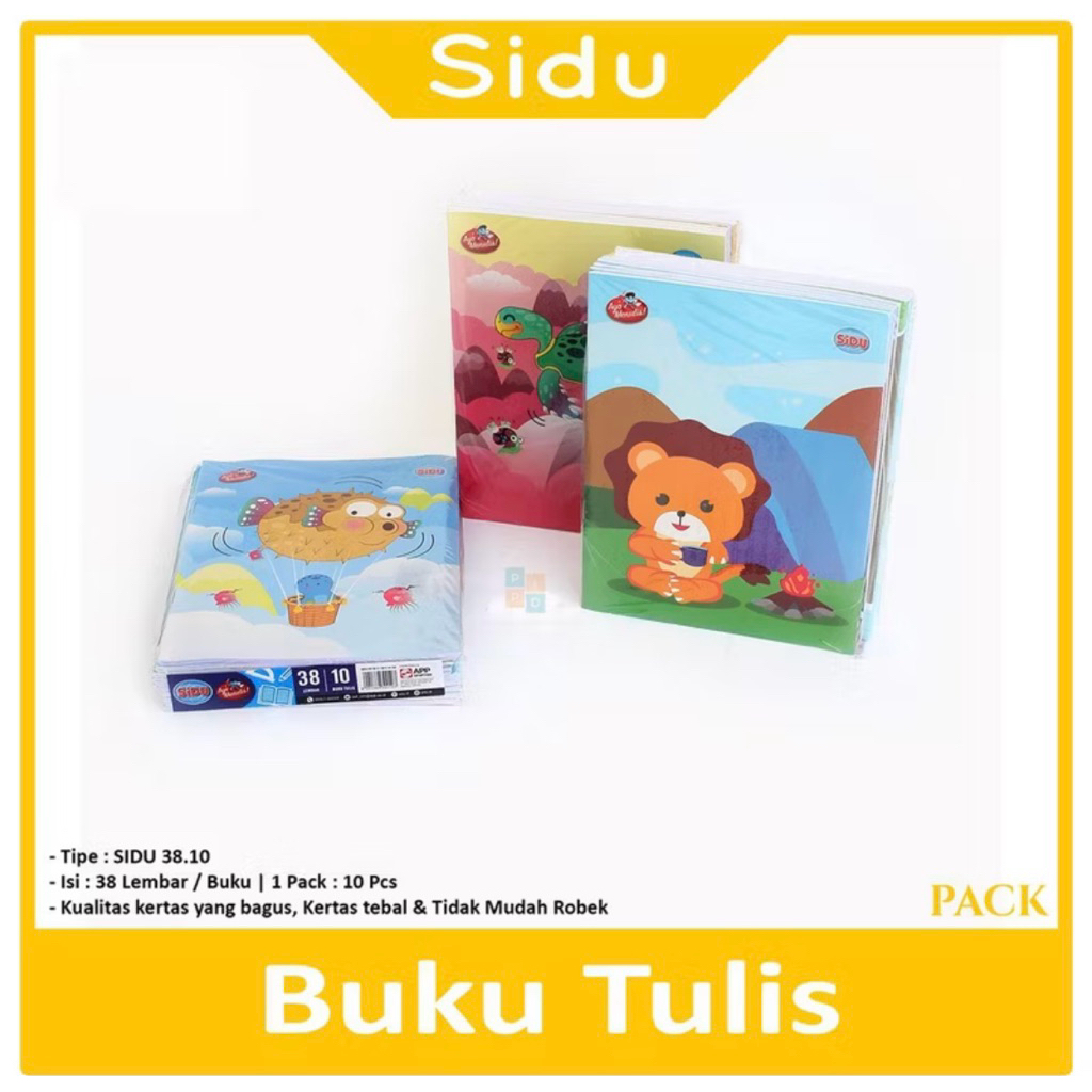 

BUKU TULIS SINAR DUNIA/SIDU isi 10 pcs 38 lembar