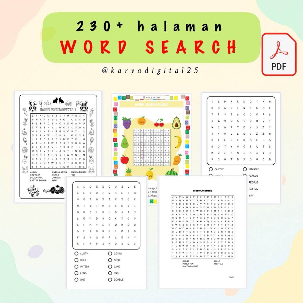 Word Search Bahasa Inggris Puzzle Game Mencari Kata