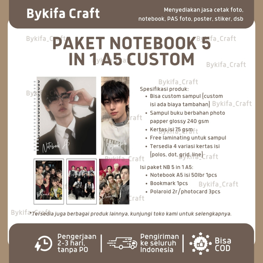 

[BYKIFA] PAKET HEMAT NOTEBOOK 5IN1 A5 CUSTOM