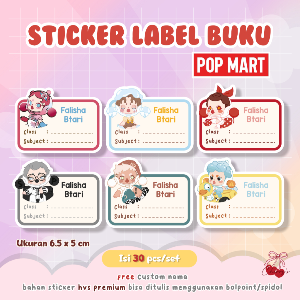 

Sticker Label Buku Skull Panda PopMart Stiker Label Nama Skull Panda Sticker Skull Panda Custom Nama