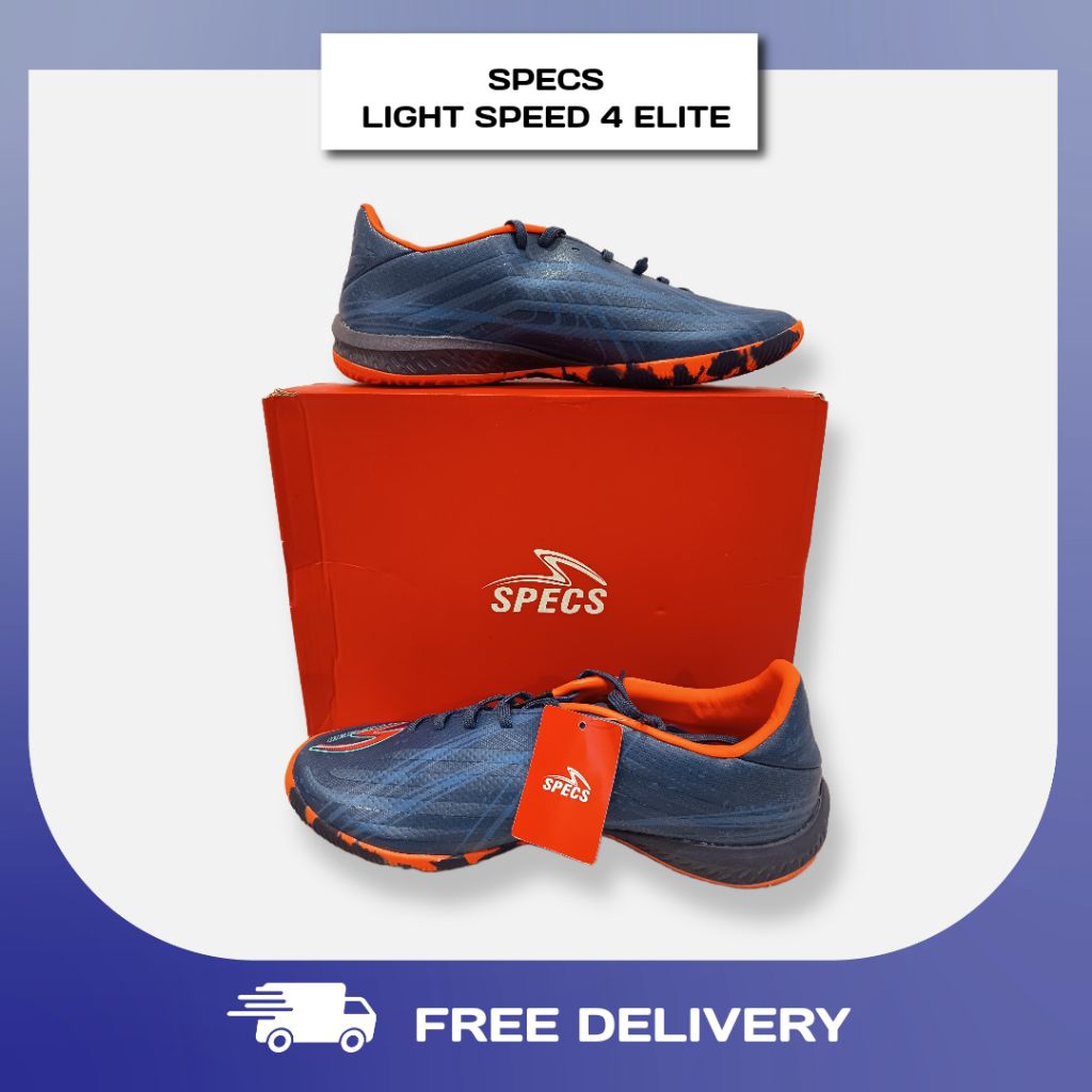Sepatu Futsal Specs Light Speed 4 Elite Original Warna Biru Orange