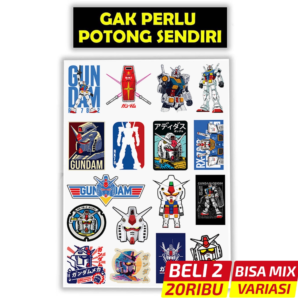 

Stiker Gundam, Vinyl Waterproof Anti Air, Sticker Buku Journal, Koper, Motor, Casing HP, Laptop