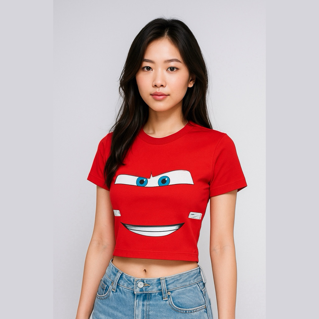 FREE ONGKIR CROP TEE MCQUEEN CROP MC QUEEN CARS KAOS LIGHTNING MCQUEEN BAJU LIGHTNING MCQUEEN KAOS