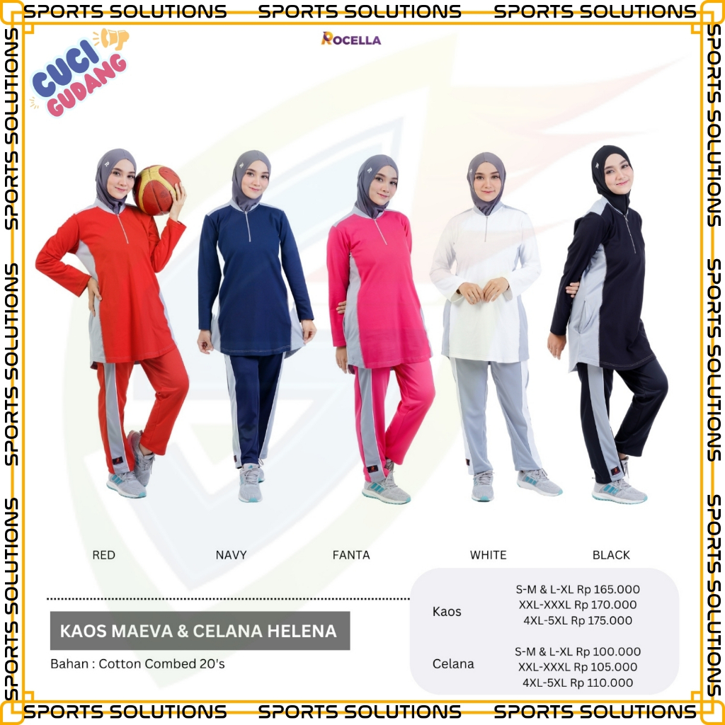SETELAN OLAHRAGA MUSLIMAH - SERAGAM OLAHRAGA - SETELAN ZUMBA - BAJU OLAHRAGA MUSLIMAH ROCELLA KAOS M