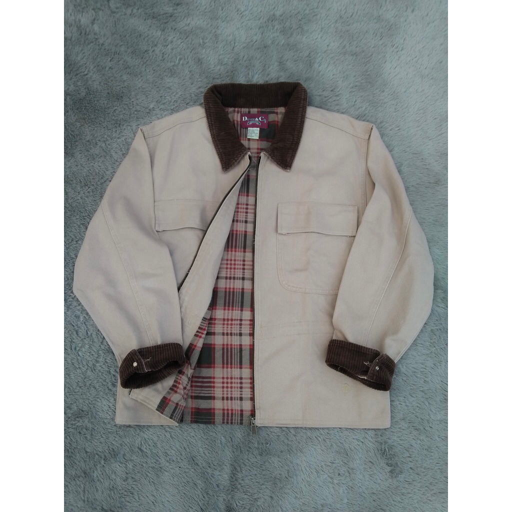 Denim & Co. work jacket canvas double pocket corduroy collar