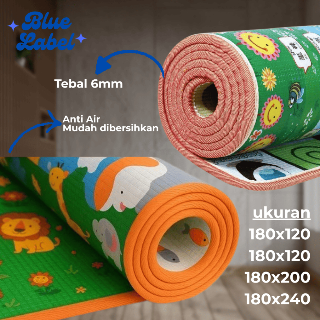 Karpet Foam JUMBO Tebal ( 180x240 180x200 180x180 180x120 ) Tikar Lantai Busa Empuk PE Bolak Balik M