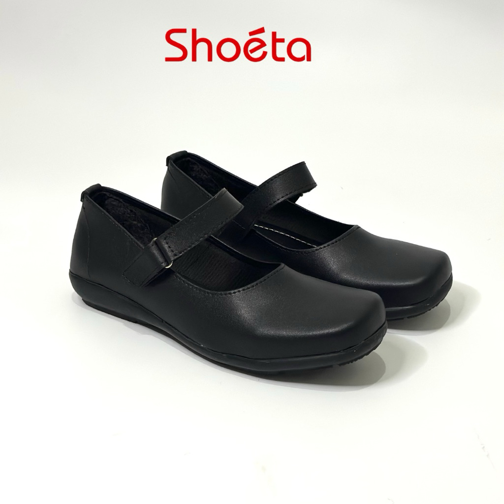 Sepatu Pantofel Wanita Tanpa Hak Hitam Sepatu Sekolah Paskibra Kantor COD