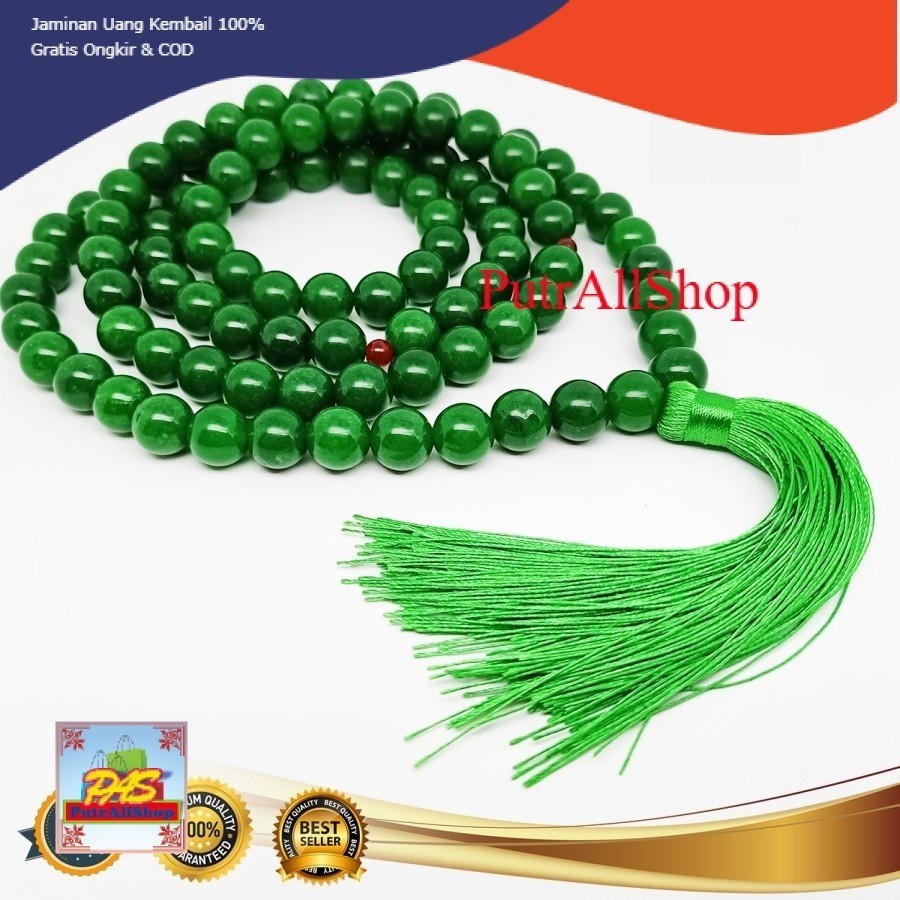 Tasbih 99 Butir Batu Giok Asli Import Burma Hijau 8mm - Kalung Tasbih Bayar Di Tempat