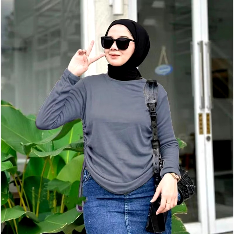 "Atasan wanita"Blouse Kenit Serut Samping Fashionable | Baju Rajut Wanita Serut Tali Samping Model A