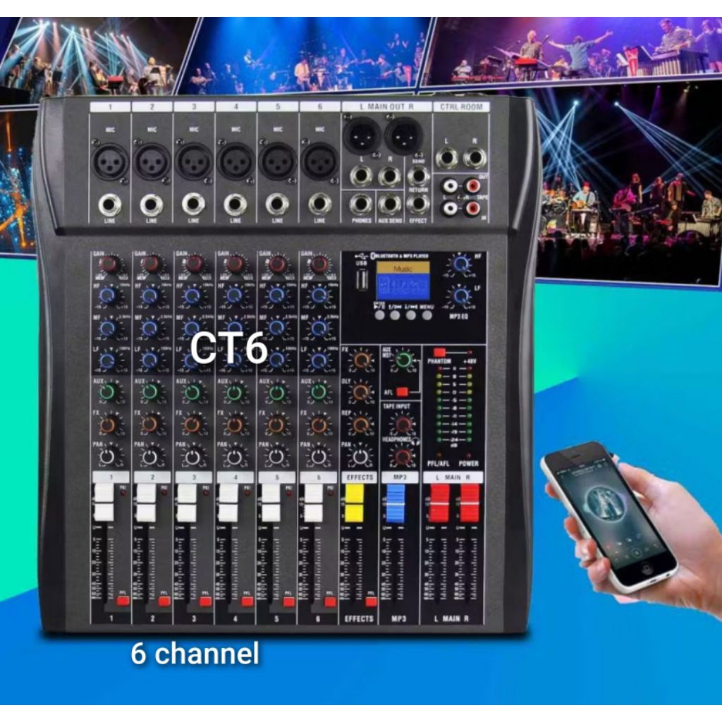 MIXER AUDIO Profesional 6 channel morefand CT6-Bluetooth.