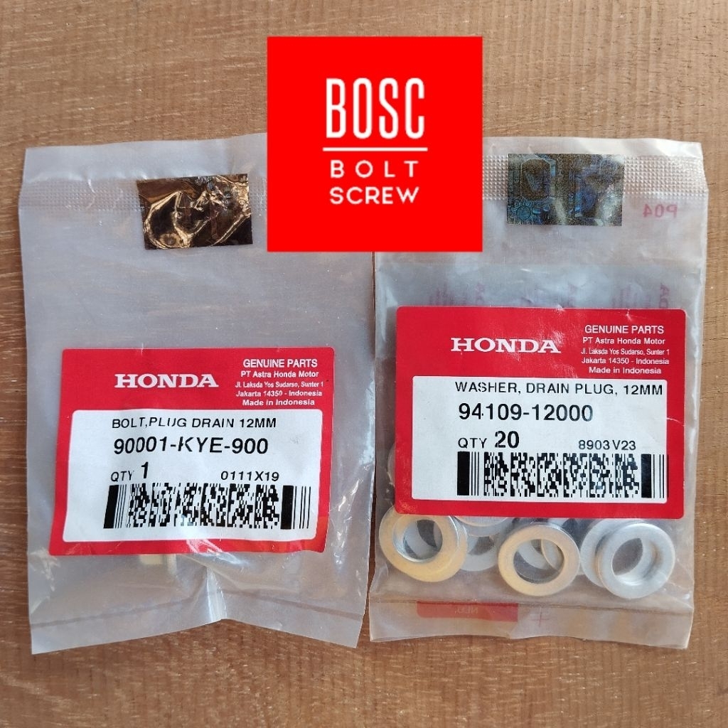 Baut Oli Mesin Bawah + Ring (1 pcs) CRF 150 CB Verza MegaPro 150 90001KYE900 AHM