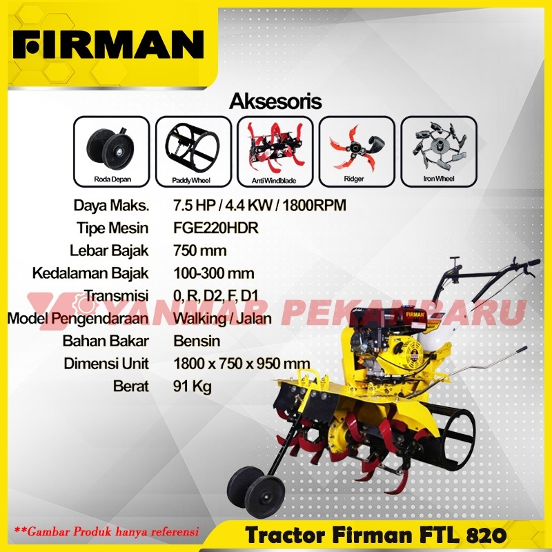 Mesin Traktor Bajak Tanah / Tractor FIRMAN FTL 820