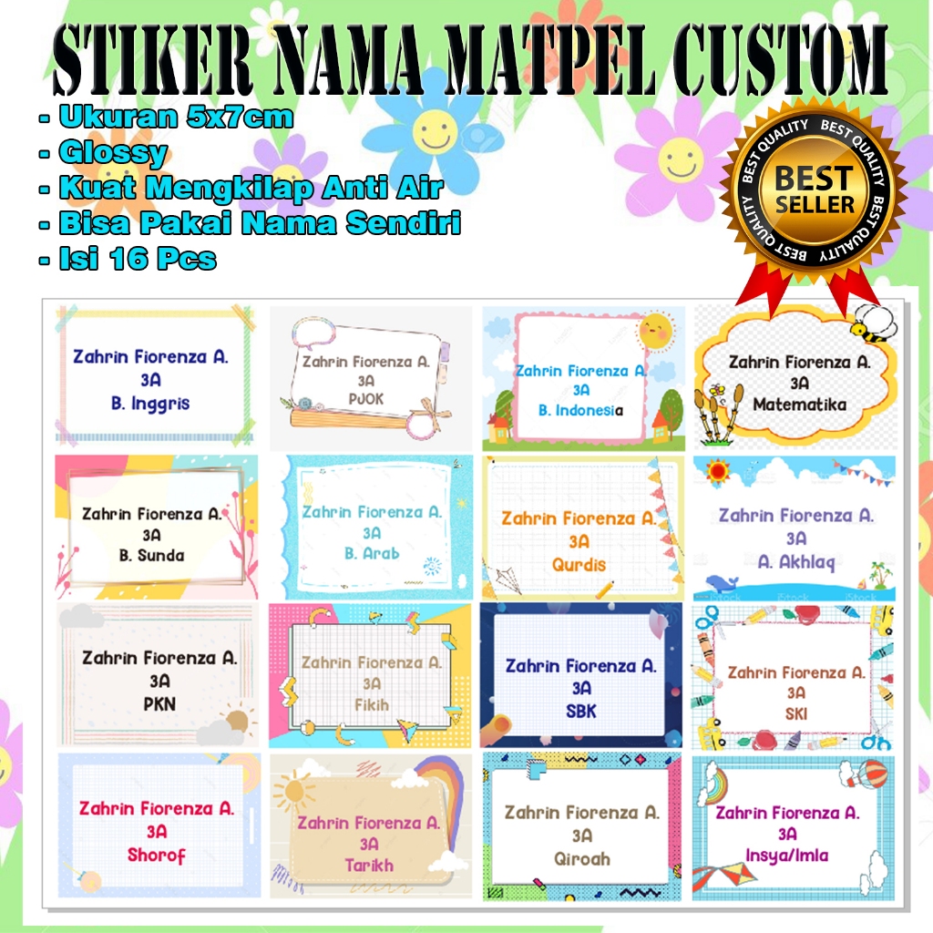 

Stiker Nama Mata Pelajaran Custom Bisa Pakai Nama Matpel Kelas Sendiri Terbaru