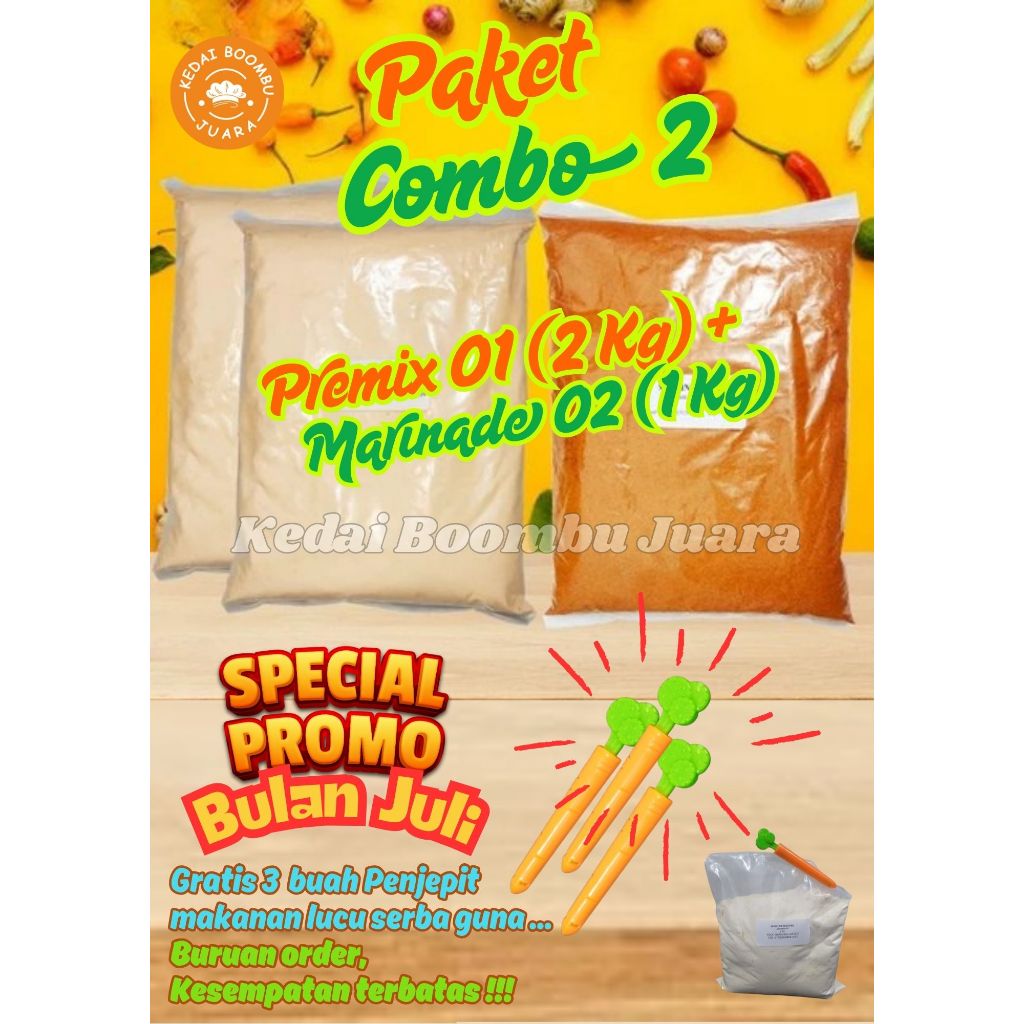 

Paket Combo 2 / Biang Tepung Ayam Bumbu Premix 01 (2 kg) dan Bumbu Marinasi Marinade 02 (1 kg)