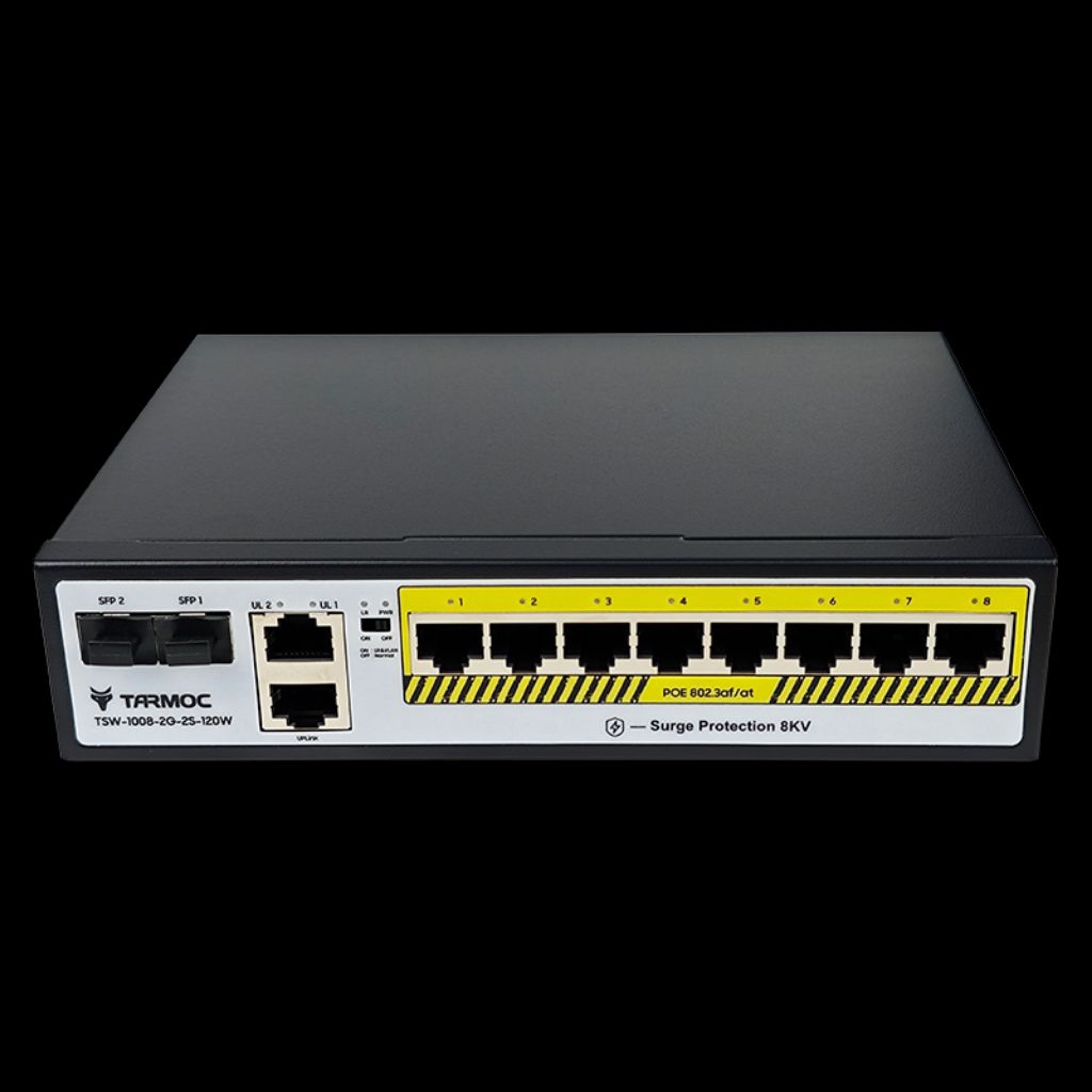Switch POE Active Tarmoc TSW-1008-2G-2S-120W POE Switch 8 Port 1Gbps 4 Port Uplink 1Gbps Ethernet SF