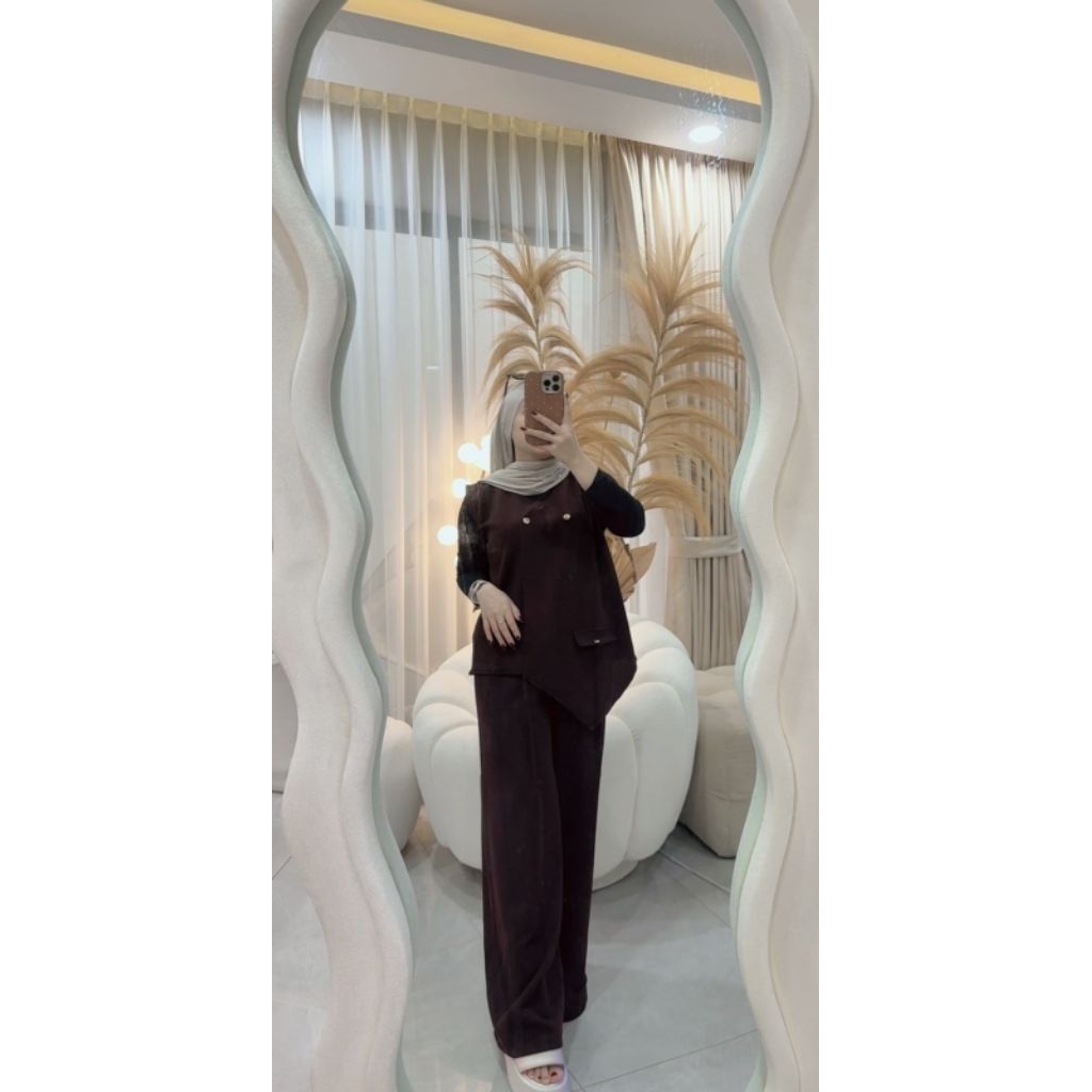 JENNIE SET VEST ELEGAN OOTD VEST WANITA TERBARU SATU SET CELANA DAN VEST
