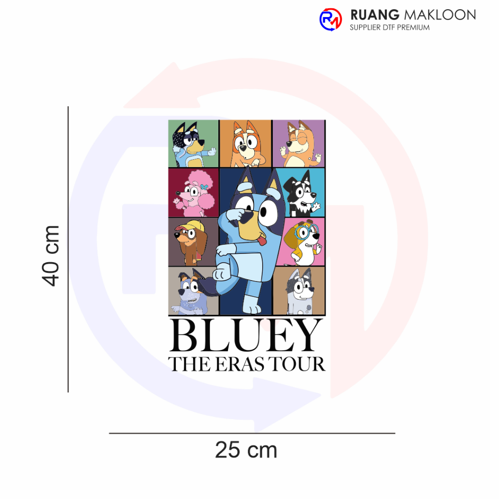 Sablon Setrika Sablon DTF Satuan A3 BLUEY - SIAP PRESS