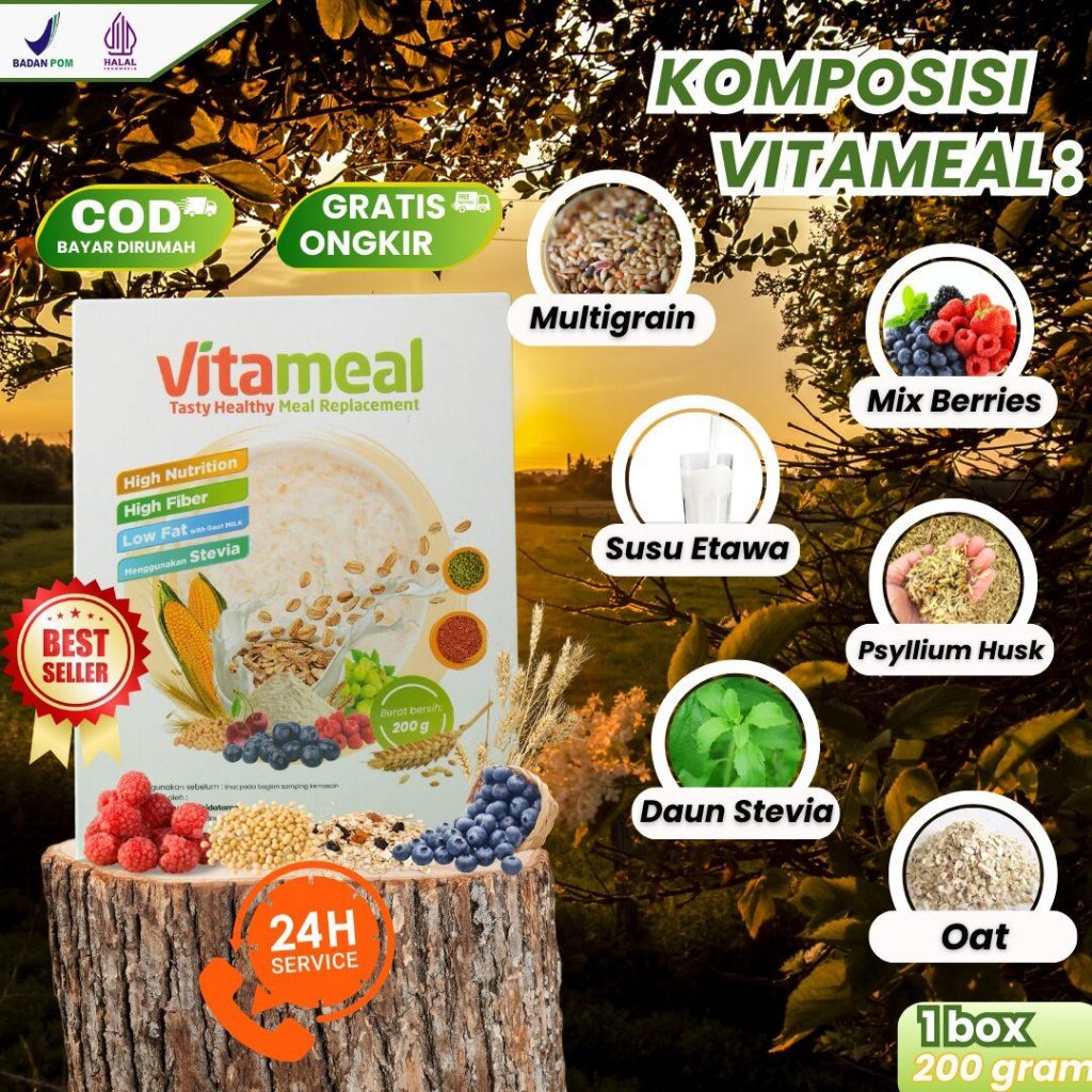 

[GARANSI] Vitameal Sereal Multigrain 1 Box Penurun Gula Darah Kolesterol Ampuh Atasi Maag GERD Asam Lambung Diet Sehat BPOM HALAL Vitamil VITAMIEAL GERD
